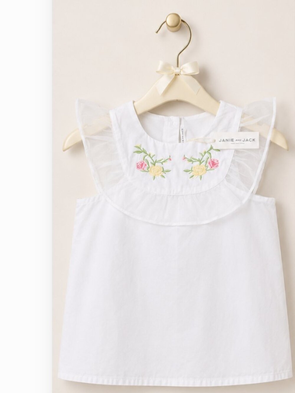 Janie and Jack Girl's Embroidered Organza Ruffle Top –  Girl Size 12 - NWT